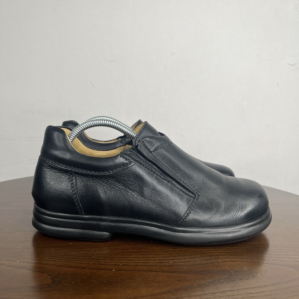Birkenstock Footprints Shoes Women's 38 / 7-7.5 Black Leather Comfort Loafer - Picture 2 of 16